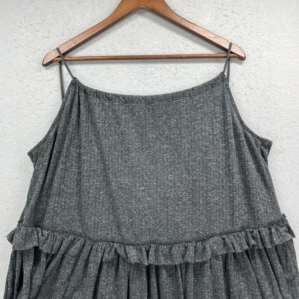 Free People Cami Top Womens Small Charcoal FP Beach Ruffle Tassel Boho Coastal